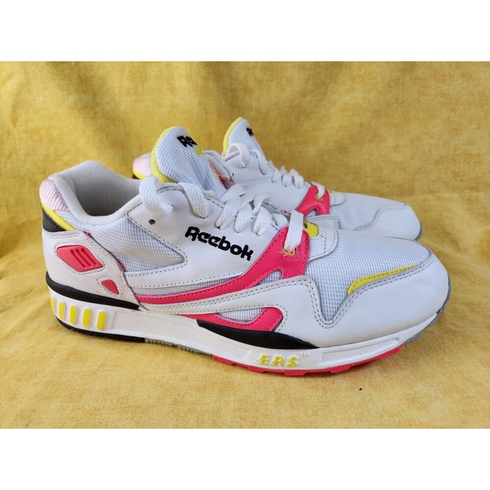 Vtg Mens Reebok ERS 5000 Running Trainers Shoes Pink/neon‎ White Leather  Size 8
